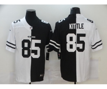 Men's San Francisco 49ers #85 George Kittle White Black Peaceful Coexisting 2020 Vapor Untouchable Stitched NFL Nike Limited Jersey