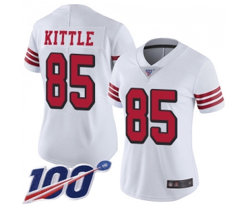 Nike 49ers #85 George Kittle White Rush Women's Stitched NFL Limited 100th Season Jersey