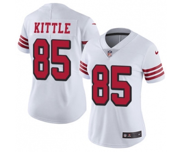 Women's Nike San Francisco 49ers #85 George Kittle White Rush Stitched NFL Vapor Untouchable Limited Jersey