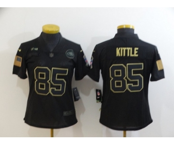 Women's San Francisco 49ers #85 George Kittle Black 2020 Salute To Service Stitched NFL Nike Limited Jersey