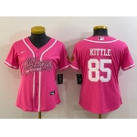 Women's San Francisco 49ers #85 George Kittle Pink With Patch Cool Base Stitched Baseball Jersey