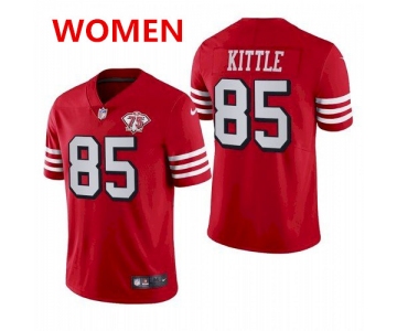 Women's San Francisco 49ers #85 george kittle 75th anniversary red throwback jersey
