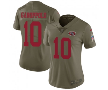 49ers #10 Jimmy Garoppolo Olive Women's Stitched Football Limited 2017 Salute to Service Jersey
