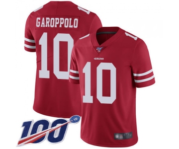 49ers #10 Jimmy Garoppolo Red Team Color Men's Stitched Football 100th Season Vapor Limited Jersey