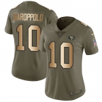 Nike 49ers #10 Jimmy Garoppolo Olive Gold Women's Stitched NFL Limited 2017 Salute to Service Jersey
