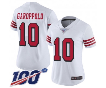 Nike 49ers #10 Jimmy Garoppolo White Rush Women's Stitched NFL Limited 100th Season Jersey