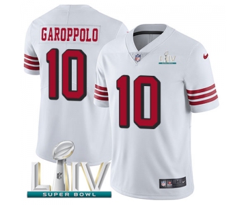 Nike 49ers #10 Jimmy Garoppolo White Super Bowl LIV 2020 Rush Men's Stitched NFL Vapor Untouchable Limited Jersey