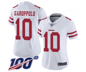 Nike 49ers #10 Jimmy Garoppolo White Women's Stitched NFL 100th Season Vapor Limited Jersey