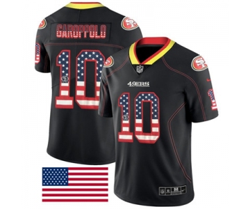 Nike San Francisco 49ers #10 Jimmy Garoppolo Black Men's Stitched NFL Limited Rush USA Flag Jersey