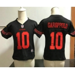 Toddler San Francisco 49ers #10 Jimmy Garoppolo Black Alternate Stitched NFL Nike Game Jersey