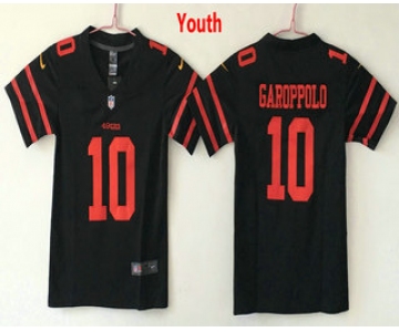 Youth San Francisco 49ers #10 Jimmy Garoppolo Black 2017 Vapor Untouchable Stitched NFL Nike Limited Jersey