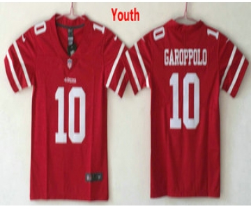 Youth San Francisco 49ers #10 Jimmy Garoppolo Red 2017 Vapor Untouchable Stitched NFL Nike Limited Jersey