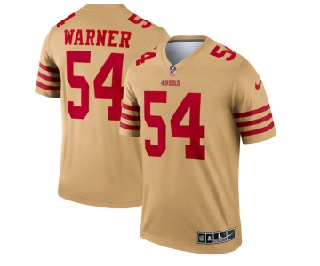 Men's San Francisco 49ers #54 Fred Warner 2022 New Gold Inverted Legend Stitched Football Jersey