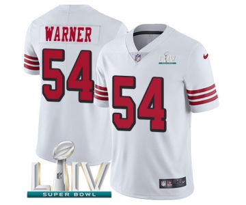 Nike 49ers #54 Fred Warner White Super Bowl LIV 2020 Rush Youth Stitched NFL Vapor Untouchable Limited Jersey