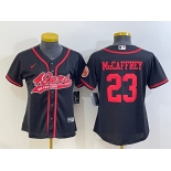 Women's San Francisco 49ers #23 Christian McCaffrey Black With Patch Cool Base Stitched Baseball Jersey