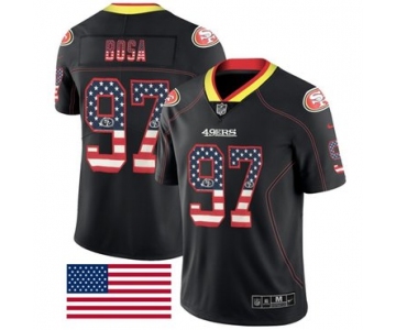49ers #97 Nick Bosa Black Men's Stitched Football Limited Rush USA Flag Jersey