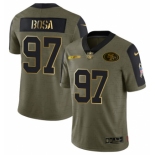Men's Olive San Francisco 49ers #97 Nick Bosa 2021 Camo Salute To Service Golden Limited Stitched Jersey