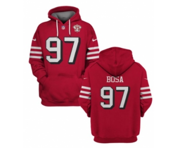 Men's San Francisco 49ers #97 Nick Bosa 2021 Red 75th Anniversary Pullover Hoodie