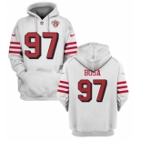 Men's San Francisco 49ers #97 Nick Bosa 2021 White 75th Anniversary Pullover Hoodie