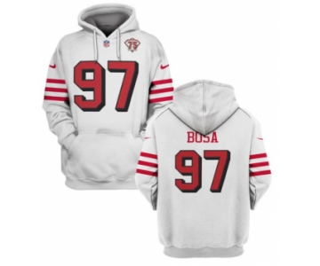Men's San Francisco 49ers #97 Nick Bosa 2021 White 75th Anniversary Pullover Hoodie