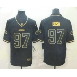 Men's San Francisco 49ers #97 Nick Bosa Black 100th Season Golden Edition Jersey