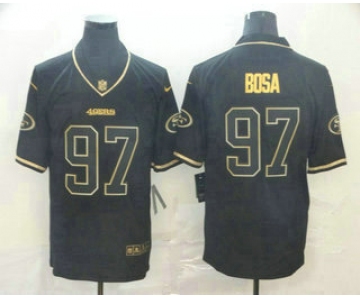 Men's San Francisco 49ers #97 Nick Bosa Black 100th Season Golden Edition Jersey