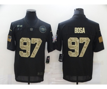 Men's San Francisco 49ers #97 Nick Bosa Black Camo 2020 Salute To Service Stitched NFL Nike Limited Jersey