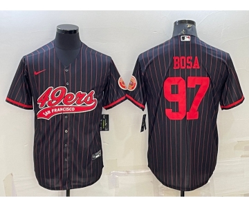 Men's San Francisco 49ers #97 Nick Bosa Black With Patch Cool Base Stitched Baseball Jersey