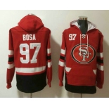 Men's San Francisco 49ers #97 Nick Bosa NEW Red Pocket Stitched NFL Pullover Hoodie