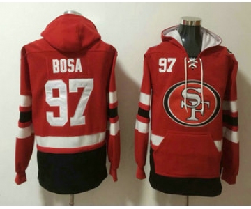 Men's San Francisco 49ers #97 Nick Bosa NEW Red Pocket Stitched NFL Pullover Hoodie