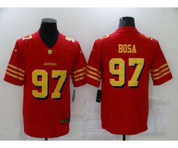 Men's San Francisco 49ers #97 Nick Bosa Red Gold 2021 Vapor Untouchable Stitched NFL Nike Limited Jersey