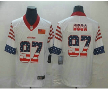 Men's San Francisco 49ers #97 Nick Bosa White Independence Day Stars Stripes Jersey