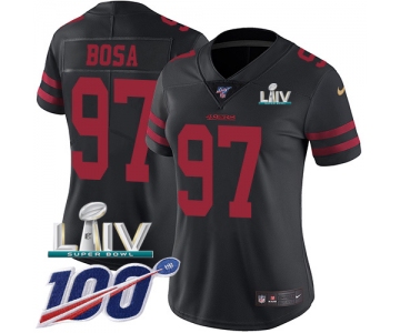Nike 49ers #97 Nick Bosa Black Super Bowl LIV 2020 Alternate Women's Stitched NFL 100th Season Vapor Limited Jersey