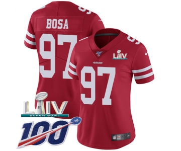 Nike 49ers #97 Nick Bosa Red Super Bowl LIV 2020 Team Color Women's Stitched NFL 100th Season Vapor Limited Jersey