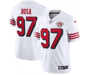 Nike 49ers 97 Nick Bosa White 75th Anniversary Color Rush Vapor Untouchable Limited Jersey