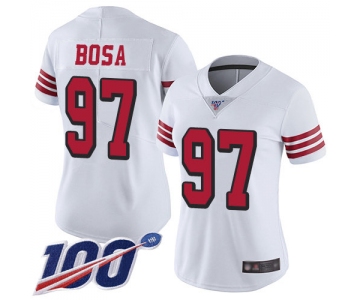 Nike 49ers #97 Nick Bosa White Rush Women's Stitched NFL Limited 100th Season Jersey