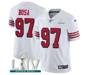 Nike 49ers #97 Nick Bosa White Super Bowl LIV 2020 Rush Youth Stitched NFL Vapor Untouchable Limited Jersey