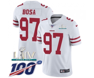 Nike 49ers #97 Nick Bosa White Super Bowl LIV 2020 Youth Stitched NFL 100th Season Vapor Limited Jersey