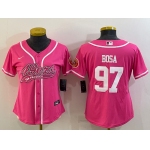 Women's San Francisco 49ers #97 Nick Bosa Pink With Patch Cool Base Stitched Baseball Jersey