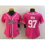 Women's San Francisco 49ers #97 Nick Bosa Pink With Patch Cool Base Stitched Baseball Jersey