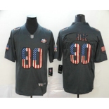 Men's San Francisco 49ers #80 Jerry Rice 2019 Black Salute To Service USA Flag Fashion Limited Jersey