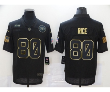 Men's San Francisco 49ers #80 Jerry Rice Black 2020 Salute To Service Stitched NFL Nike Limited Jersey