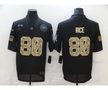 Men's San Francisco 49ers #80 Jerry Rice Black Camo 2020 Salute To Service Stitched NFL Nike Limited Jersey