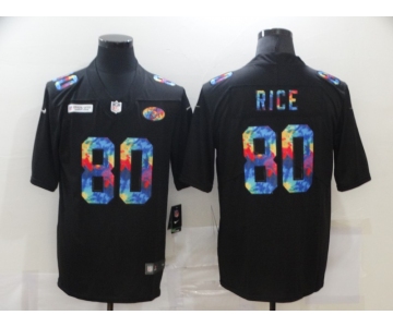 Men's San Francisco 49ers #80 Jerry Rice Multi-Color Black 2020 NFL Crucial Catch Vapor Untouchable Nike Limited Jersey