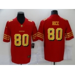 Men's San Francisco 49ers #80 Jerry Rice Red Gold 2021 Vapor Untouchable Stitched NFL Nike Limited Jersey