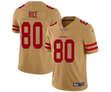 Nike 49ers #80 Jerry Rice Gold Men's Stitched NFL Limited Inverted Legend Jersey