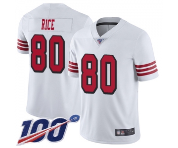 Nike 49ers #80 Jerry Rice White Rush Men's Stitched NFL Limited 100th Season Jersey