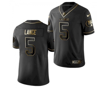 Men San Francisco 49ers #5 Trey Lance Black Golden Limited Jersey