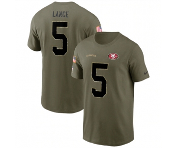 Men's San Francisco 49ers #5 Trey Lance 2022 Olive Salute to Service T-Shirt