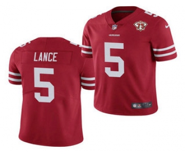 Men's San Francisco 49ers #5 Trey Lance Red 2021 75th Anniversary Vapor Untouchable Limited Stitched NFL Jersey
